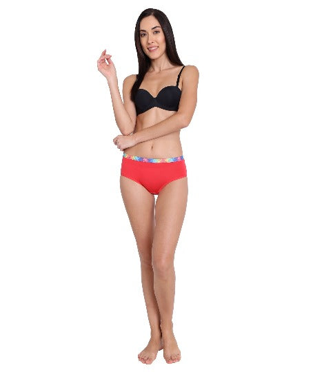 Red Rose Pack of 3 Ultra-soft modal hipster panties